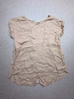 Terzo Millennio M 100% Linen Beige Tunic Blouse Made in Italy Button Back